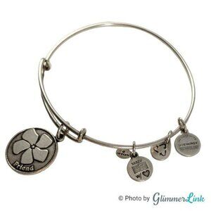 Alex & Ani Floral Friend Charm Rafaelian Silver Bracelet